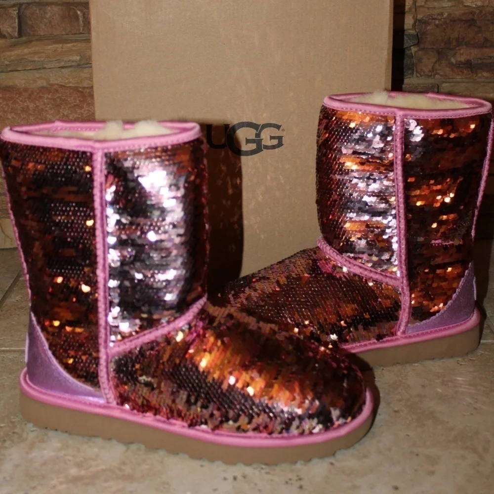 UGG SEQUIN SPARKLE Classic‎ Boots NEW! PINK